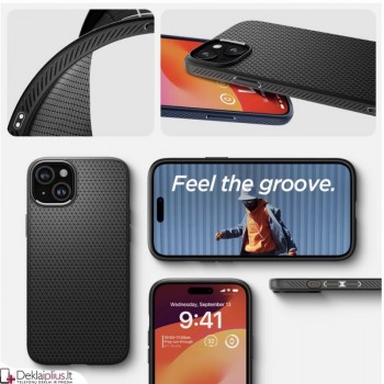 Spigen Liquid Air dėklas - juodas (Apple Iphone 15 Plus)